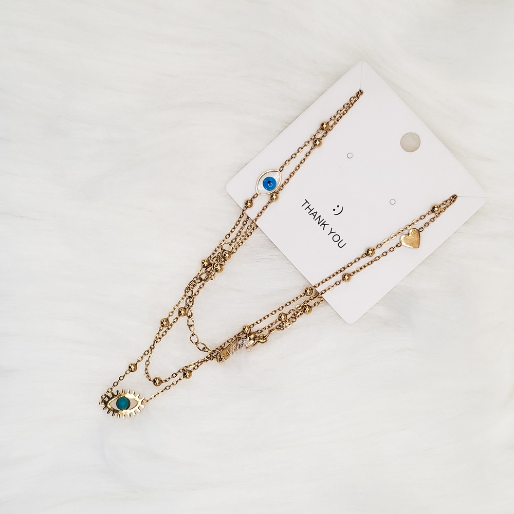 Gold Evil Eye Necklace - Picture 3 of 7